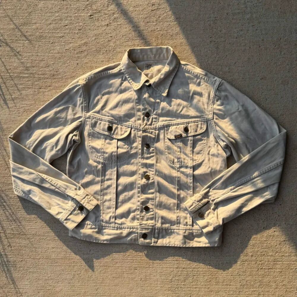 Vintage 1960s Lee Westerner 100-J Jacket Size 42L USA Off White Cotton Sateen